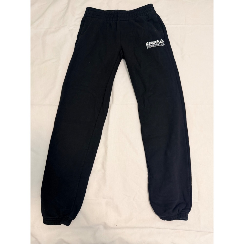 Reebok Womens Black Fleece Jogger Sweatpants Logo REW243PA01 XS